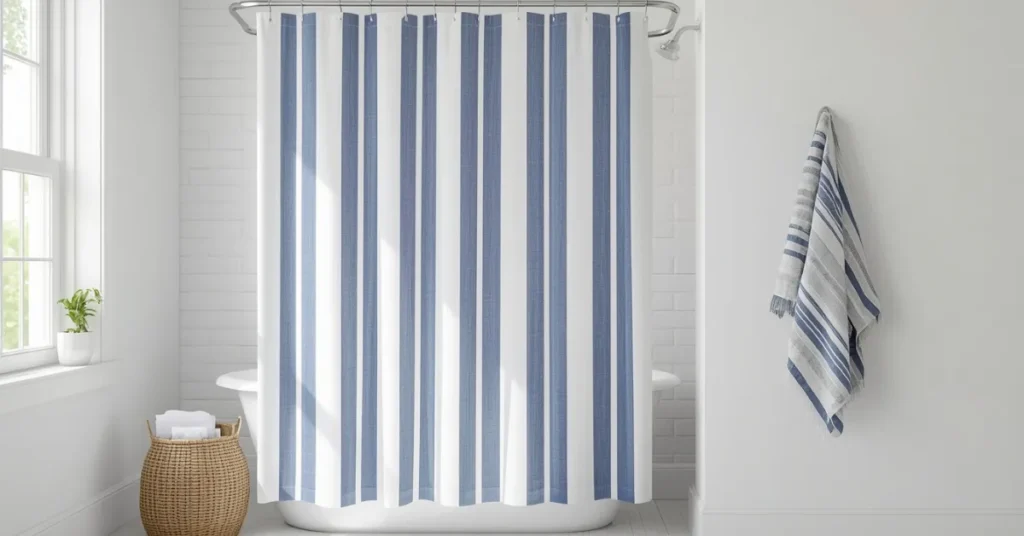 Budget Blue Shower Curtain Refresh