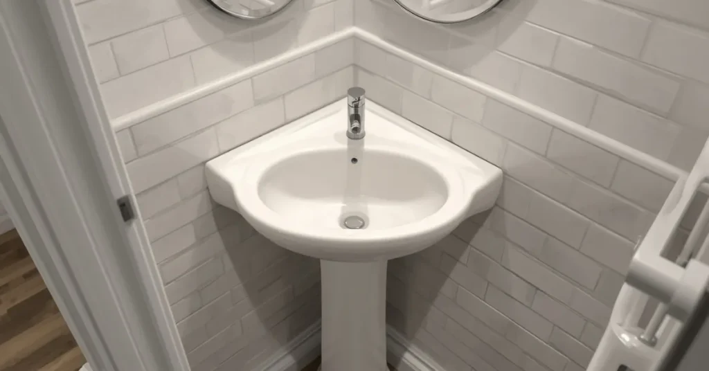 Corner Sink to Free Up Floor Space