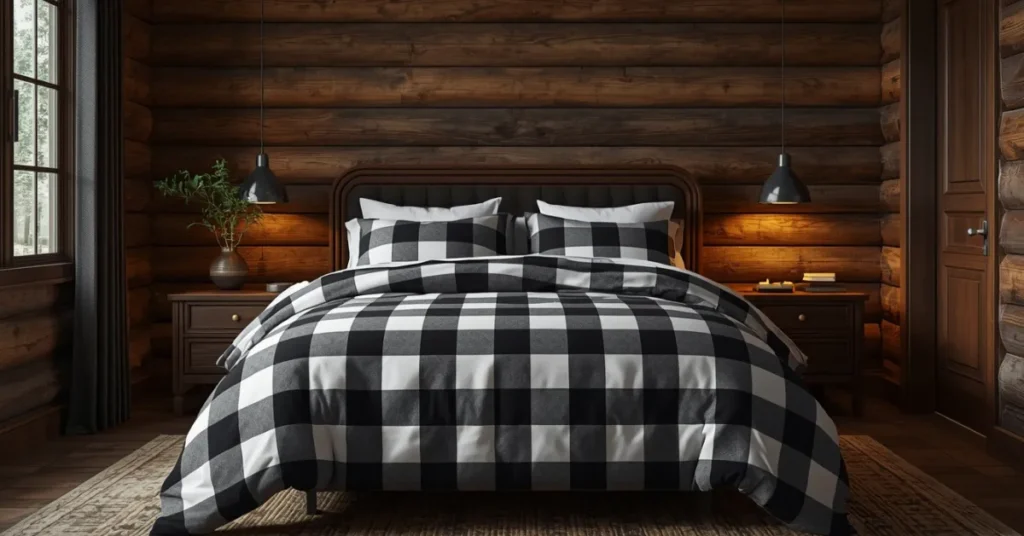 Cozy Black and White Plaid Bedding