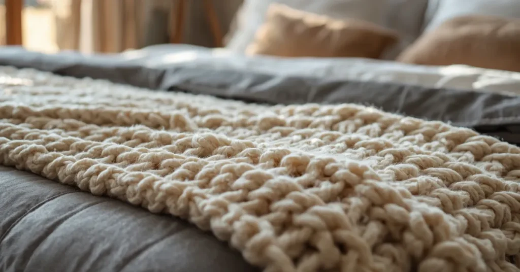 Cozy Grey Bedroom with Chunky Knit Throws
