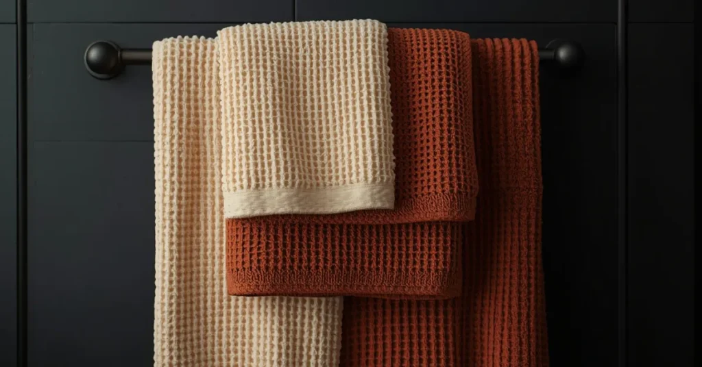 Cozy Moody Bathroom with Textured Towels