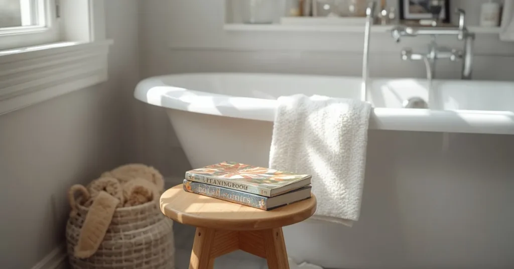 Cozy Reading Nook Near the Tub