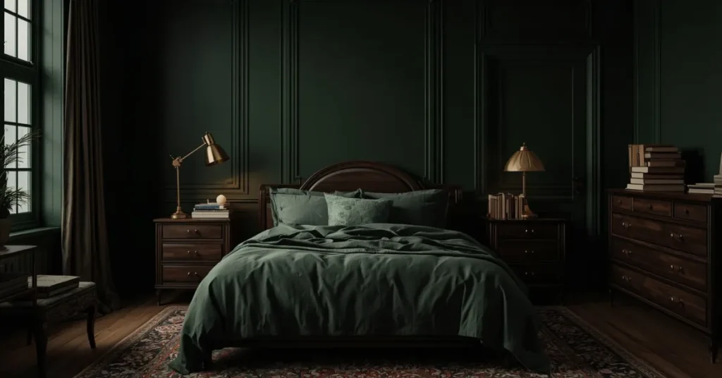 Dark Academia Green Bedroom