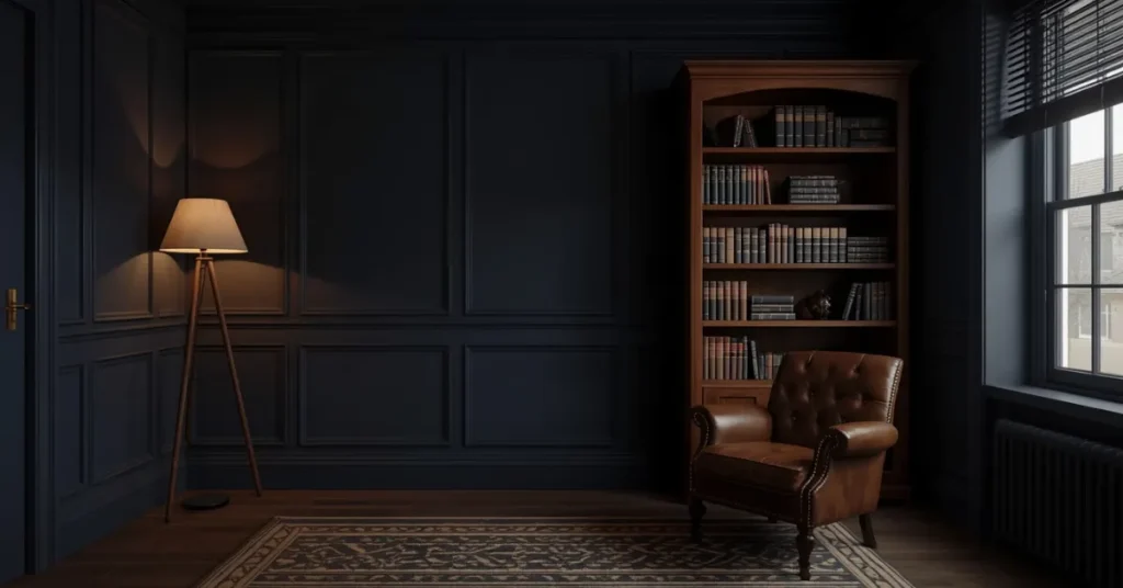 Dark Academia Navy Bedroom
