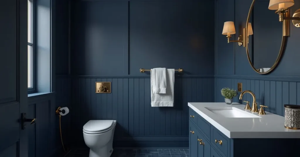 Deep Navy Blue Bathroom Walls