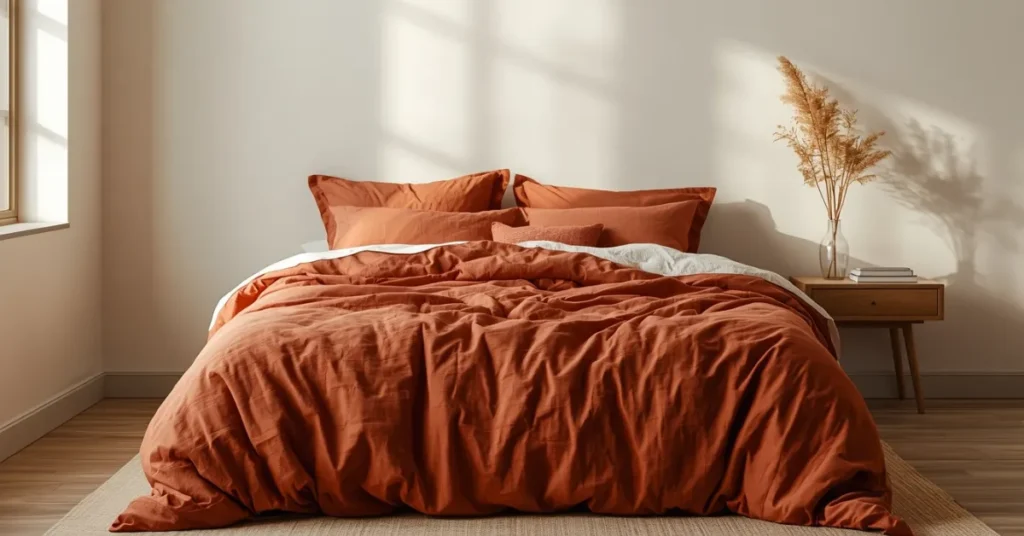 Deep Rust and Burnt Orange Bedding