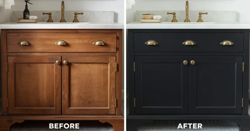 DIY Black Painted Vanity