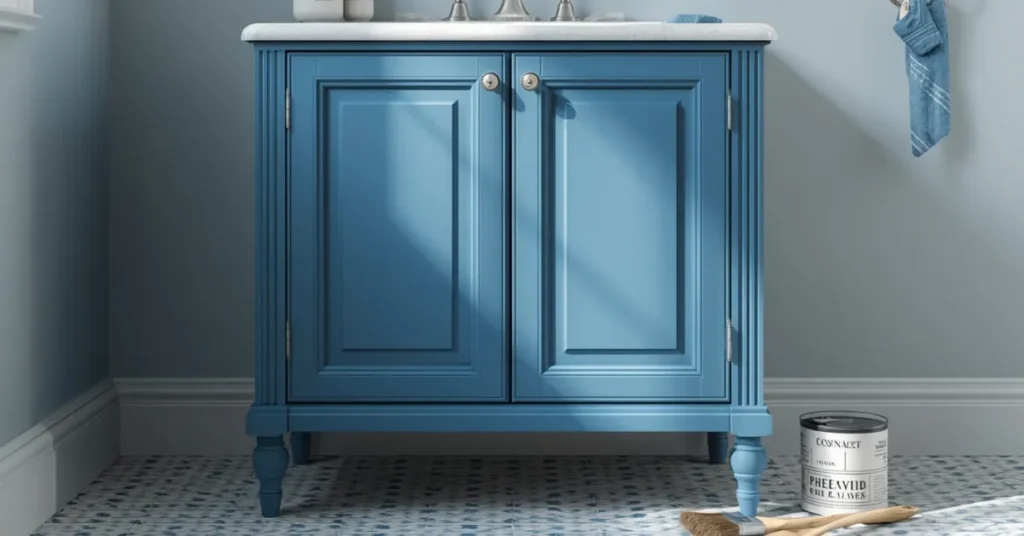 DIY Blue Painted Cabinet Refresh