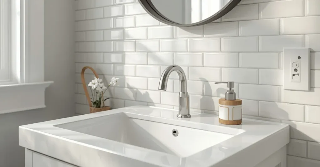 DIY Herringbone Tile Backsplash