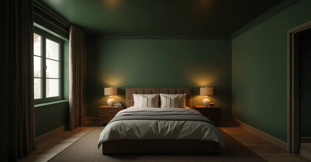 Dramatic Dark Green Ceiling