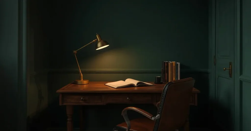 Dramatic Dark Green Study Corner