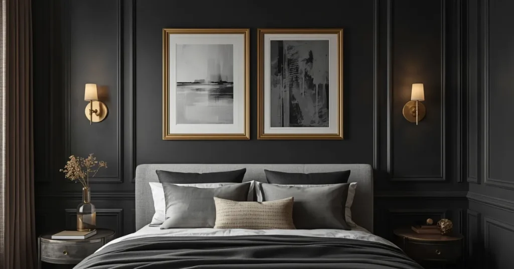 Dramatic Dark Wall With Gold Accents