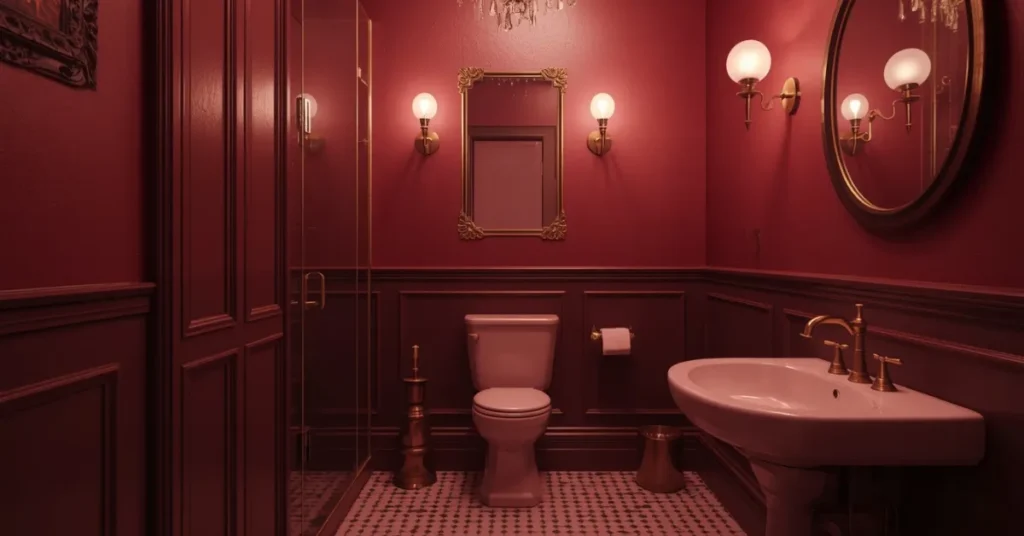 Dramatic Deep Rose Bathroom