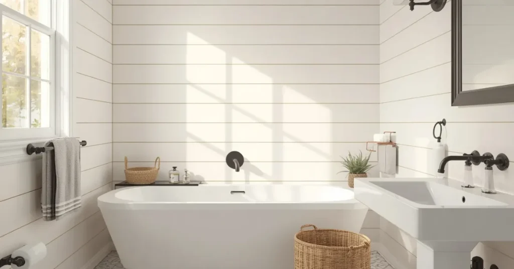 Farmhouse Black and White Bathroom