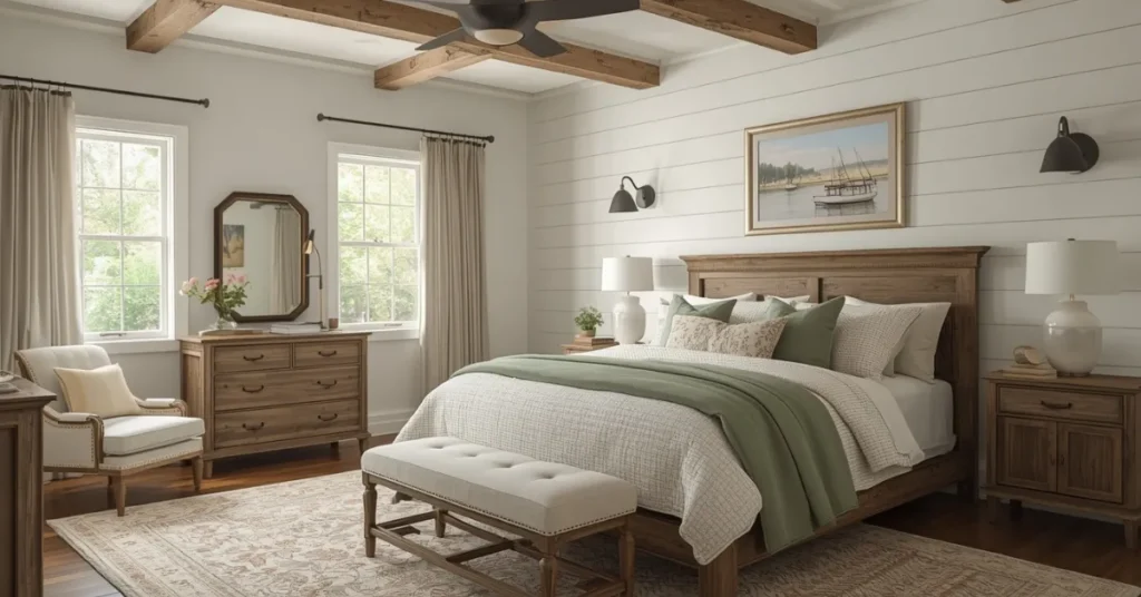Farmhouse Sage Green Bedroom