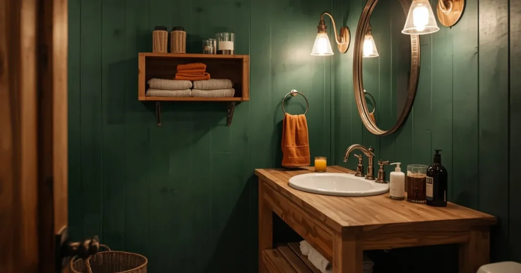 Forest Green Bathroom for a Cozy Cabin Feel