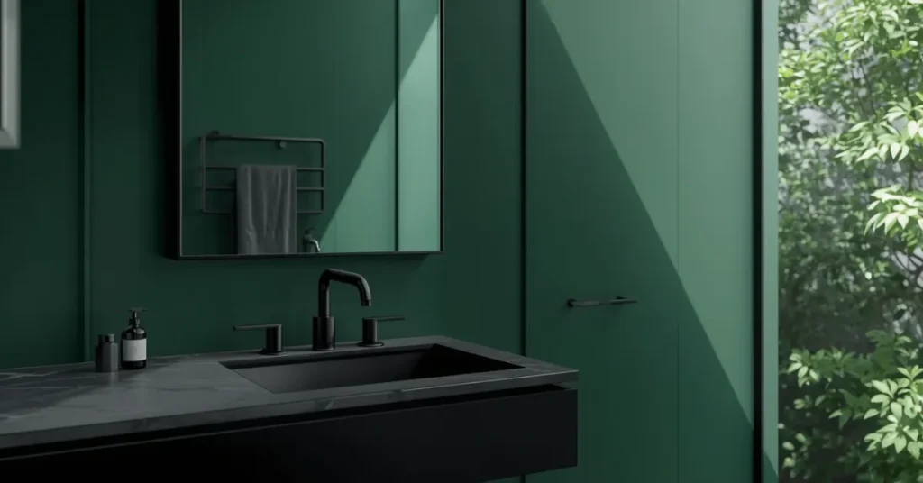 Green and Black Bathroom for Bold Modern Style