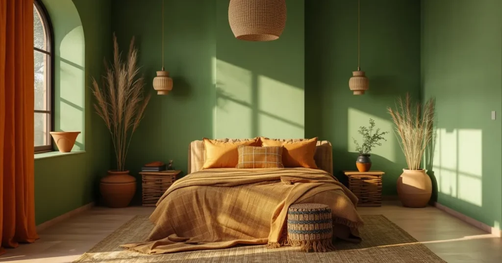 Green and Terracotta Bedroom