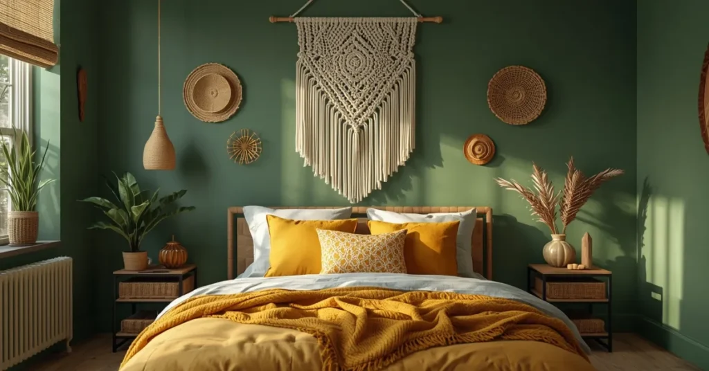 Green Boho Bedroom
