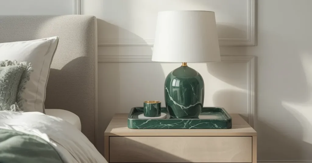 Green Marble Bathroom-Inspired Bedroom Accents