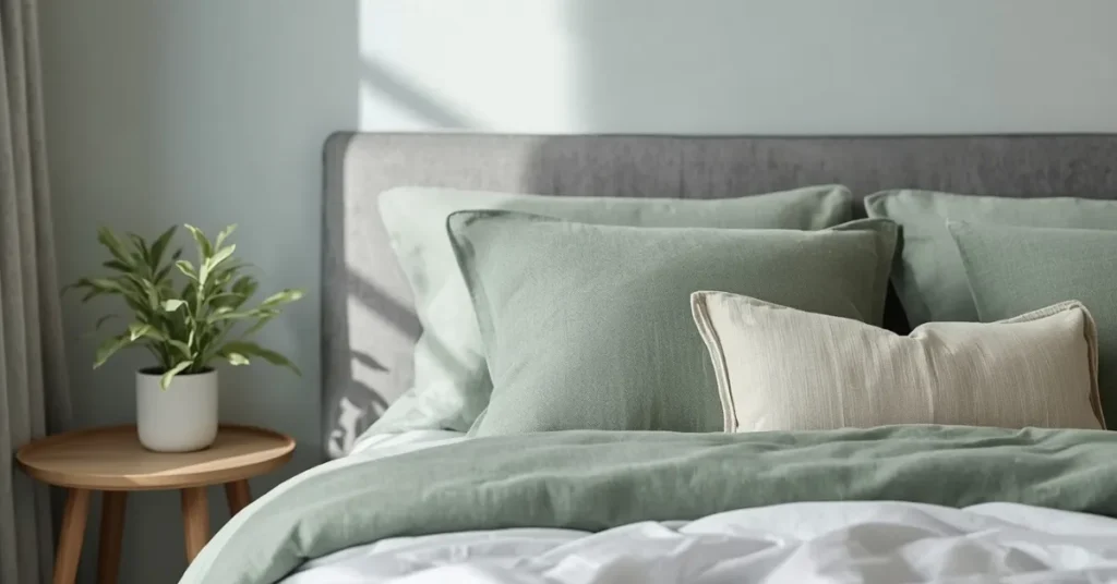Grey and Sage Green Bedroom