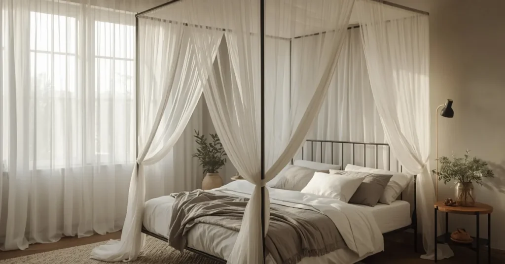 Grey Bedroom with Canopy Bed