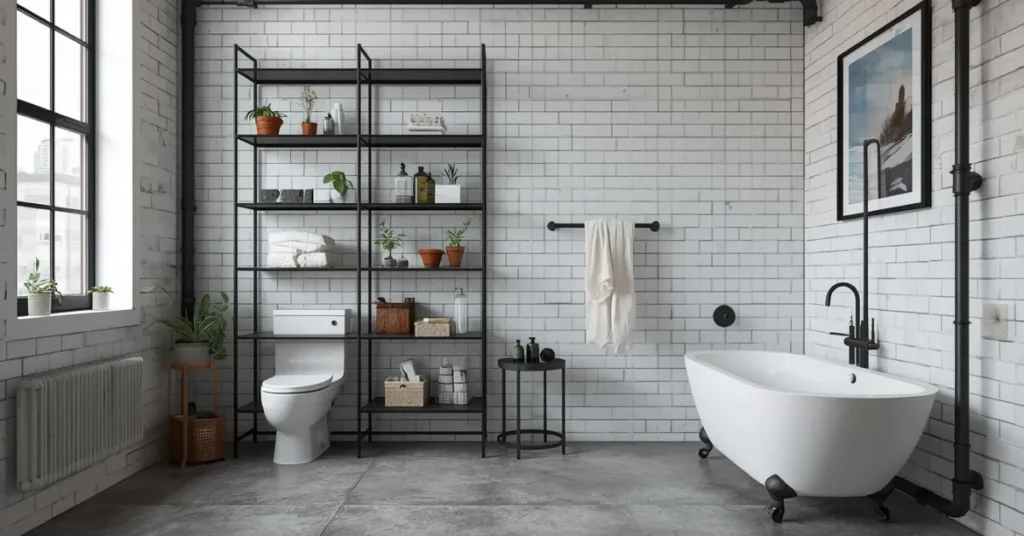 Industrial Black and White Bathroom