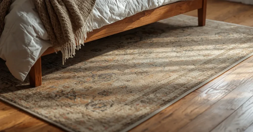 Layer a Vintage-Style Rug Under the Bed