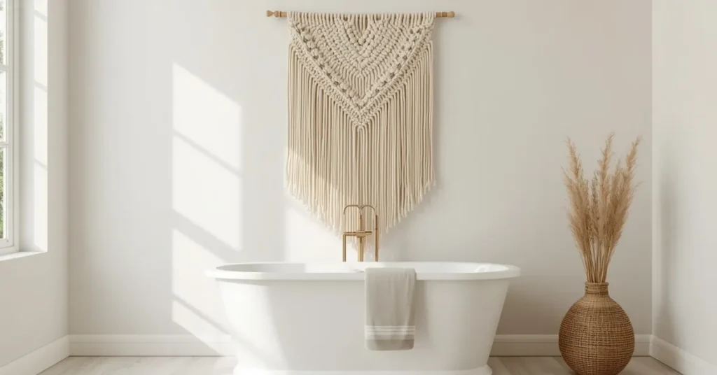 Macrame Wall Hanging Above the Tub