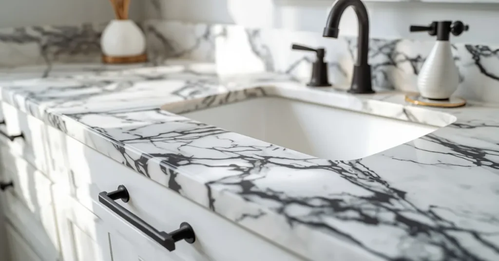 Marble Countertop with Black Veins
