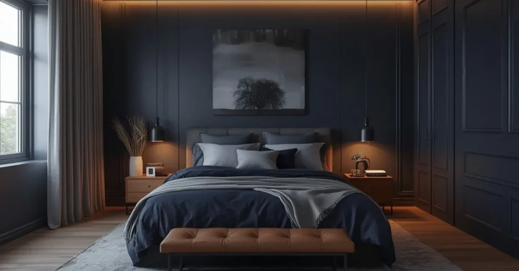 Masculine Navy Blue Bedroom