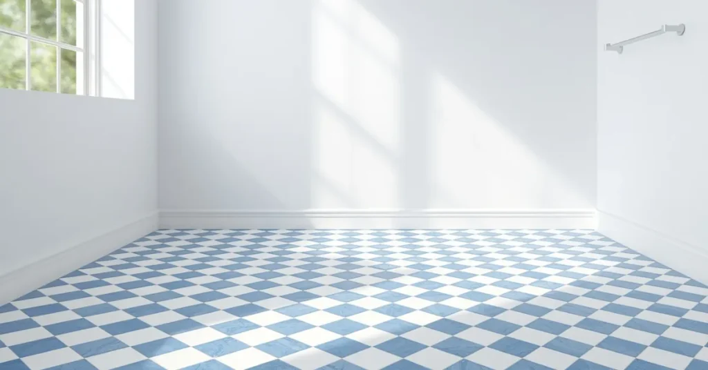 Minimalist Blue and White Tile Floor