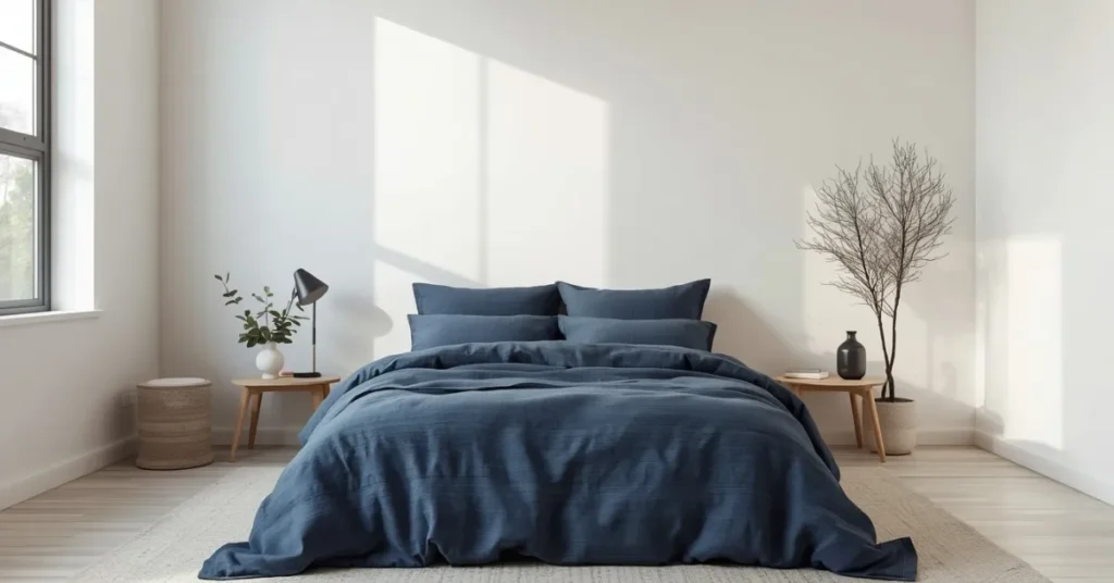 Minimalist Navy Bedroom
