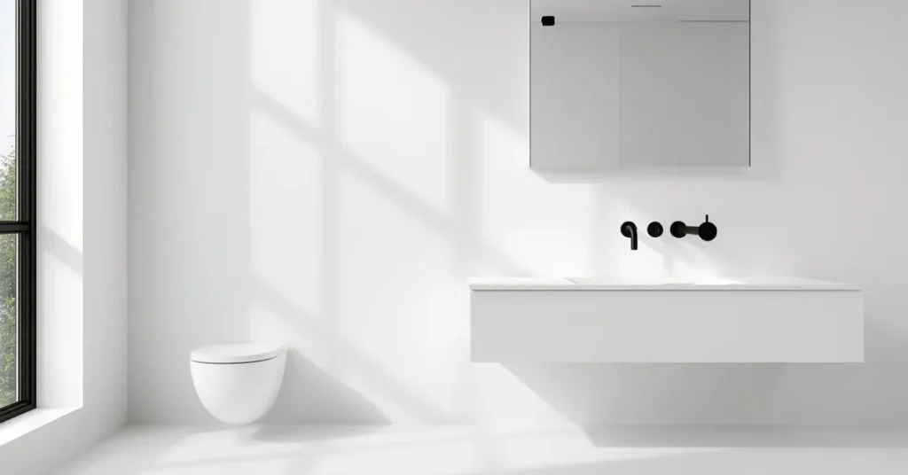 Modern Minimalist Black and White Bathroom