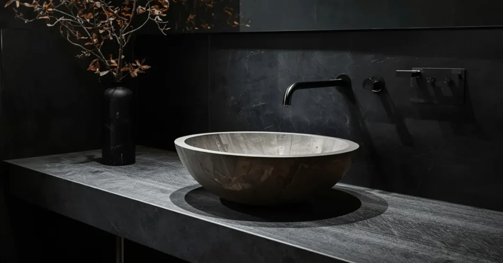Moody Bathroom with Concrete Sink