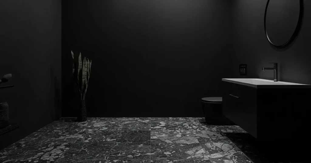 Moody Bathroom with Terrazzo Floor