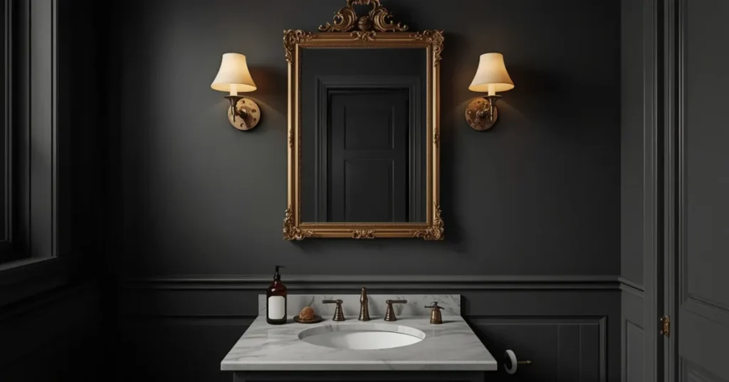 Moody Bathroom with Vintage Mirror