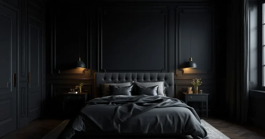 Moody Black Walls with White Trim