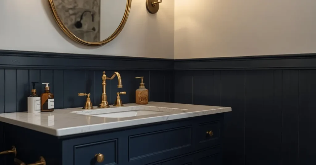 Moody Navy Bathroom