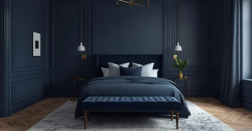 Moody Navy Blue Bedroom