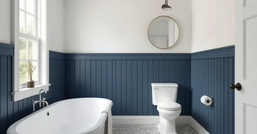 Navy and White Beadboard Walls