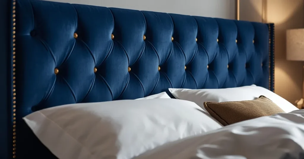 Navy Blue Velvet Headboard