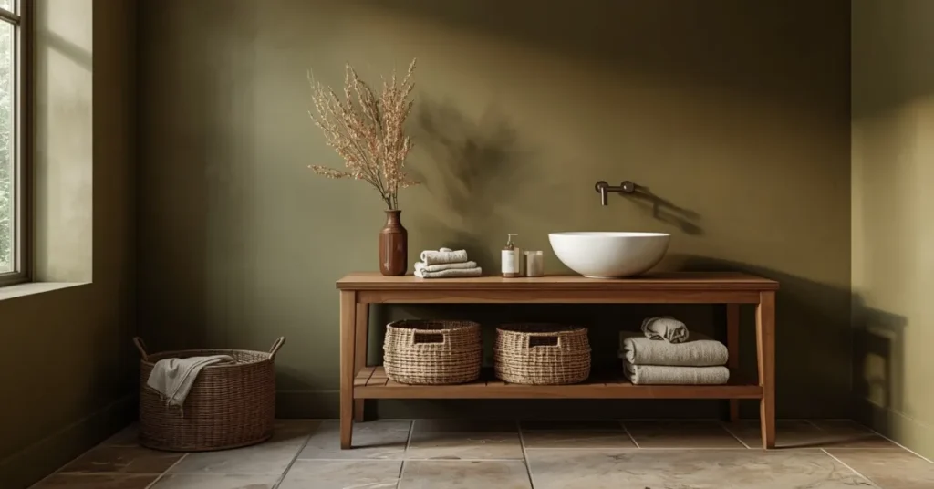 Olive Green Bathroom for an Earthy Mood