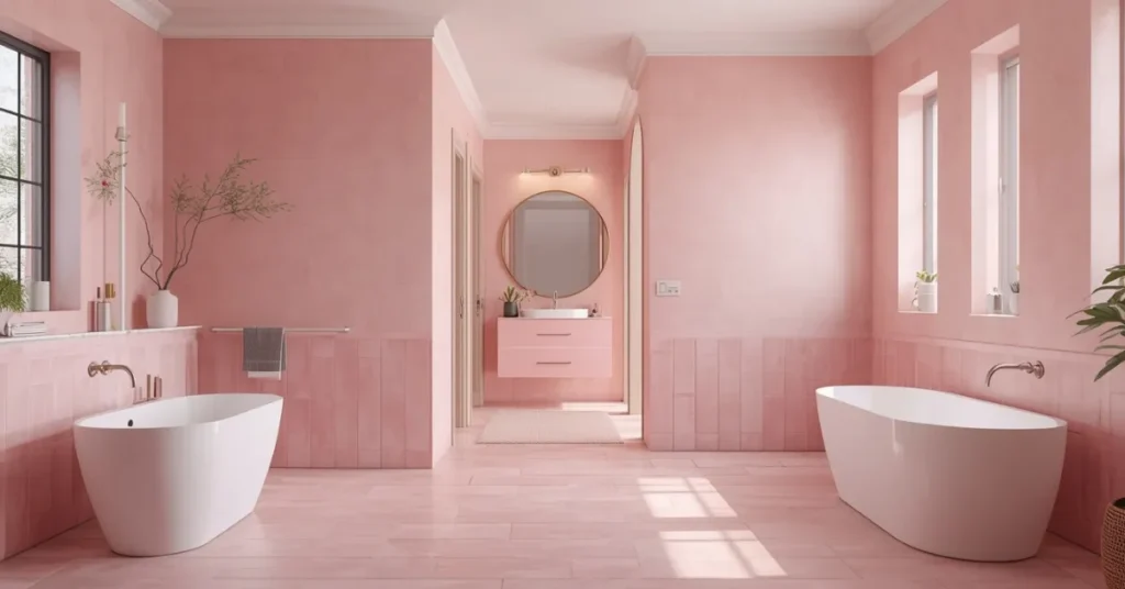 Open-Plan Bathroom in Pink