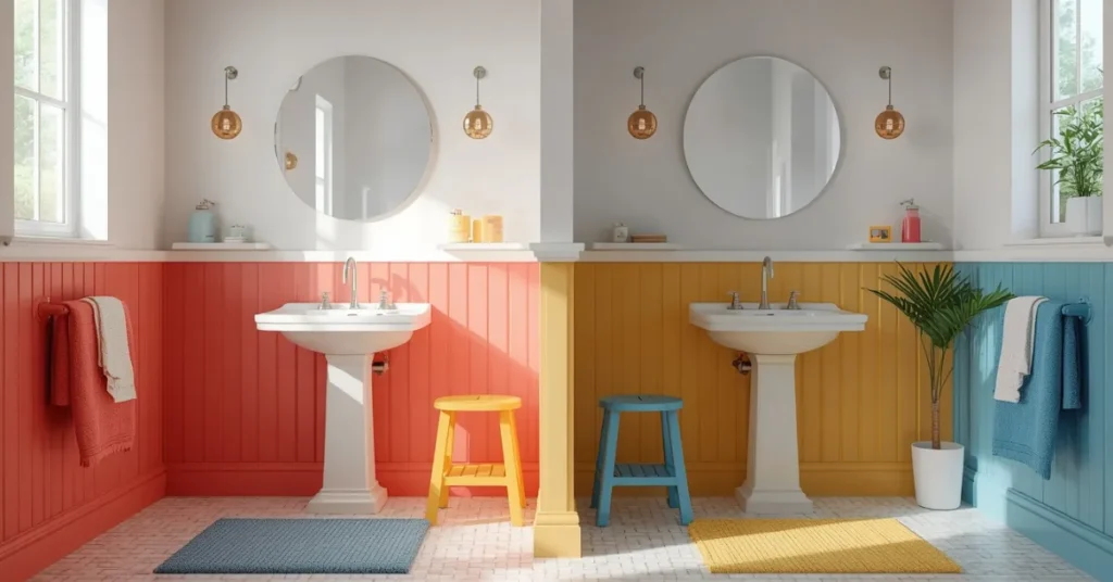 Open-Plan Shared Bathroom for Siblings