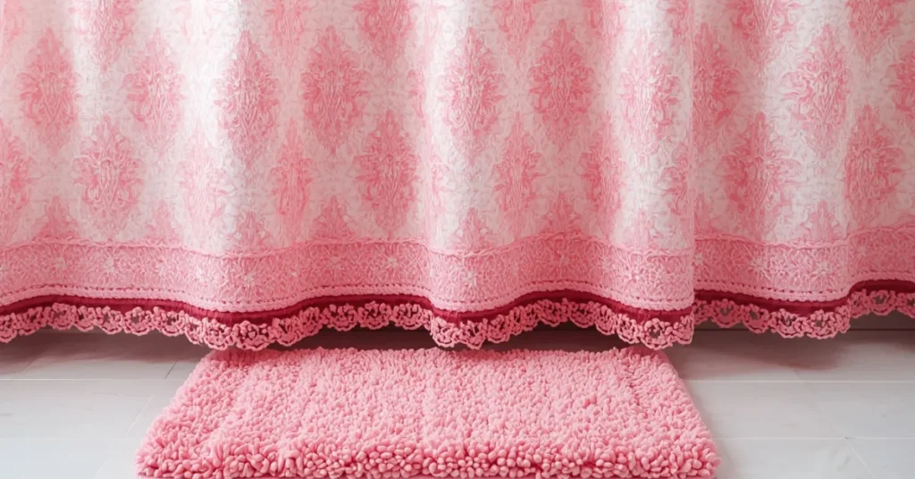 Pink Bathroom Curtain and Textile Focus