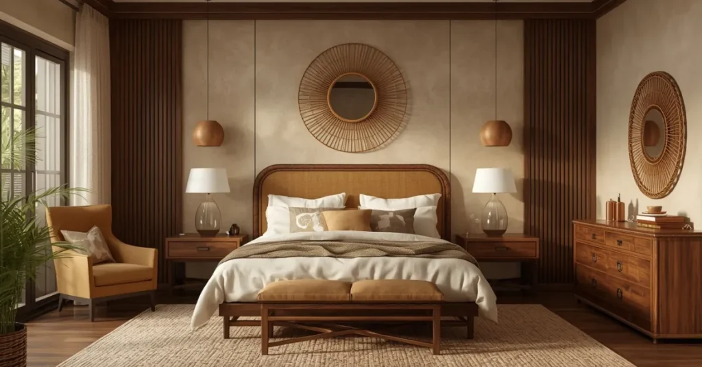 Rattan and Dark Wood Mix