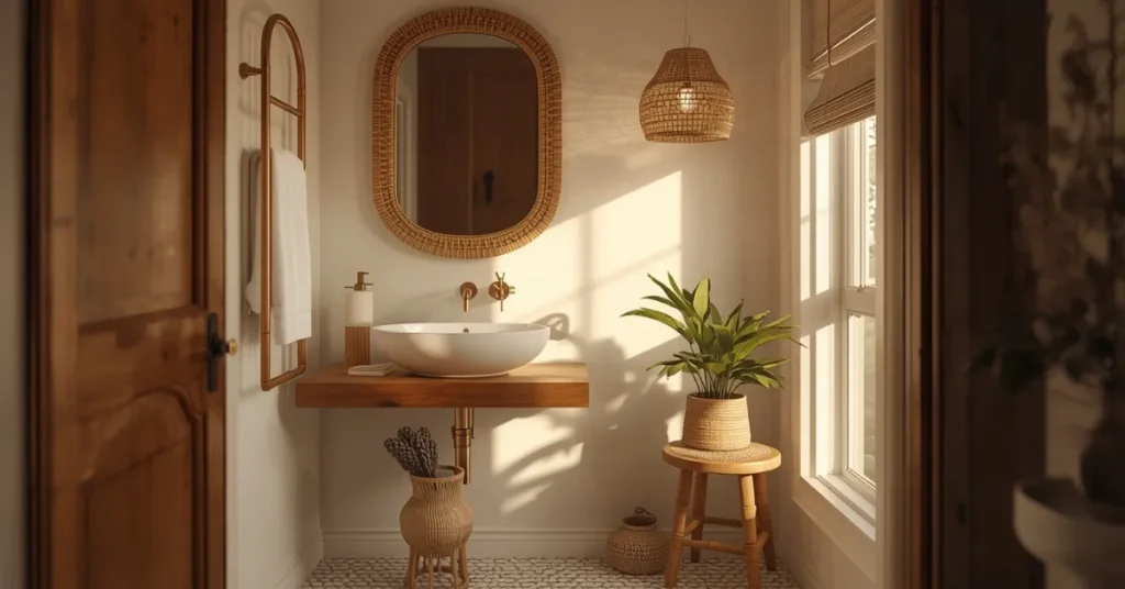 Rattan and Wood Accents for Warmth