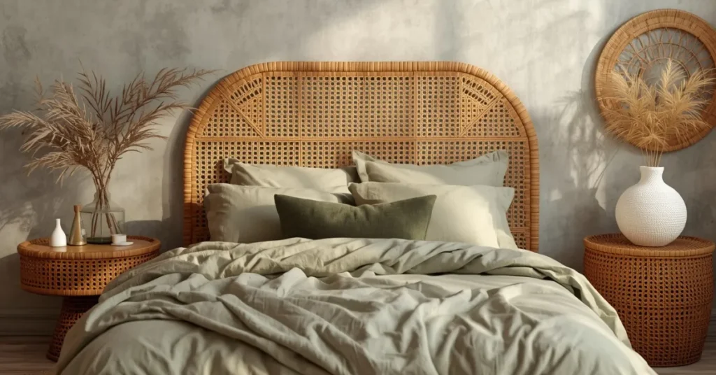 Rattan Furniture with Sage Green Bedding