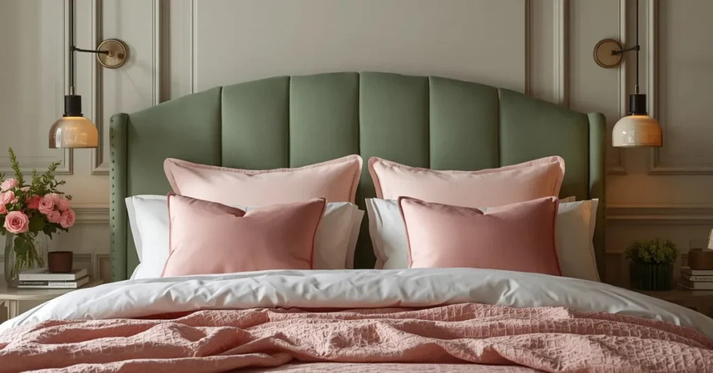 Romantic Green and Blush Bedroom